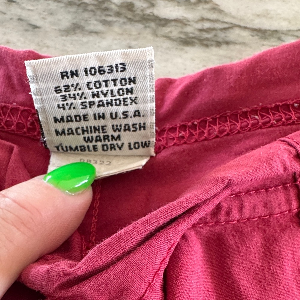 Women's Red Split Hem Capris - Picture 3 of 5